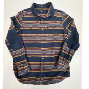 Roark Revival Nordsman Flannel Shirt Mens Large Navy Stripe Gorpcore Boho